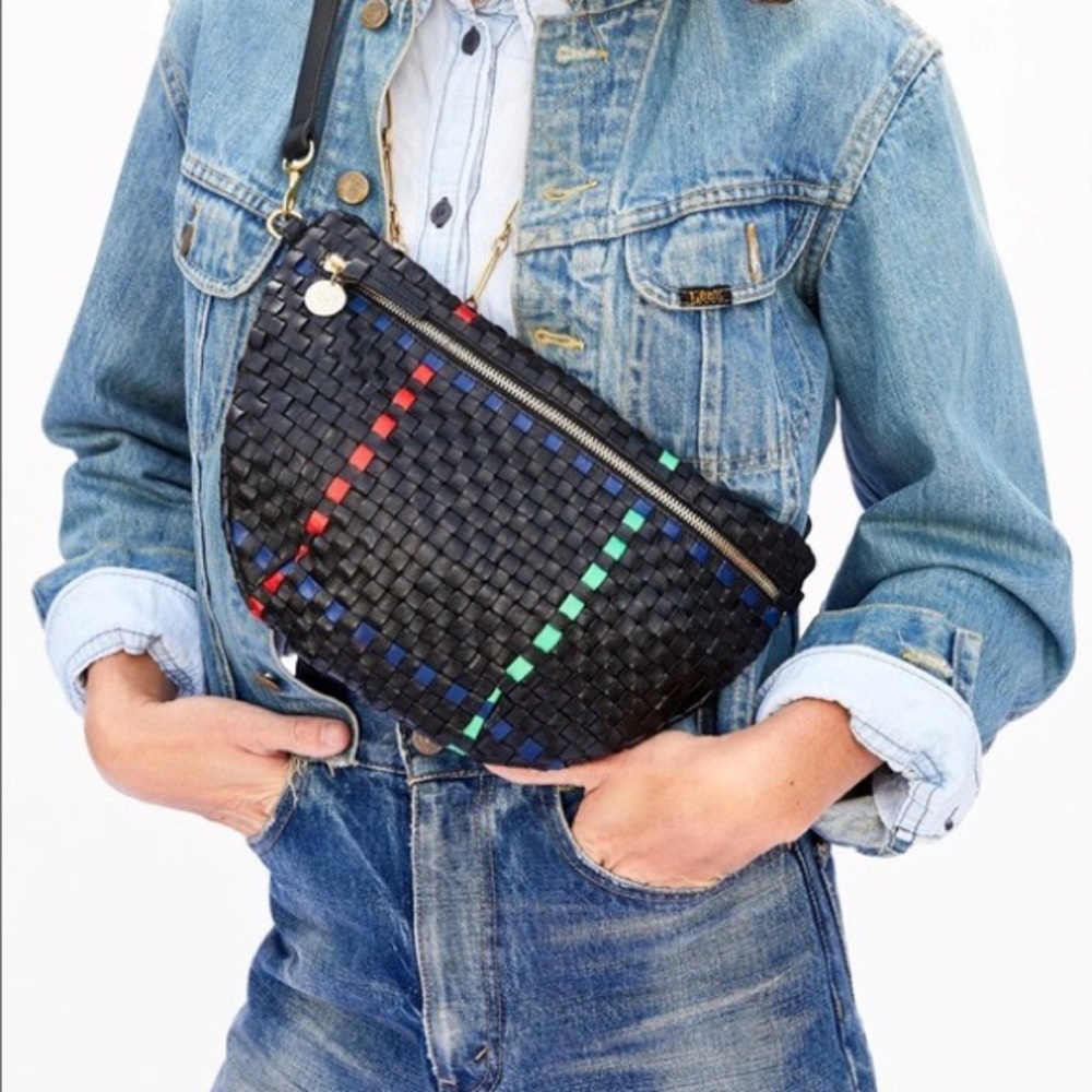 ISO Clare V. Black Multi-Colored Woven Grande Fanny
